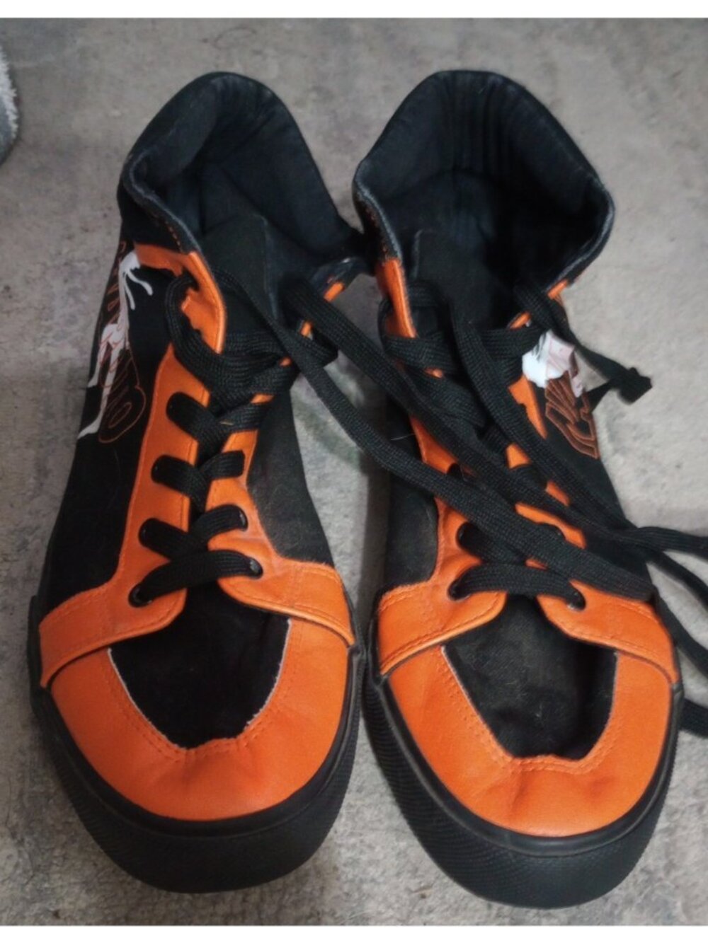 Naruto Shippuden High Top CANVAS  SHOES Men's size 10 Orange Black Lace Up